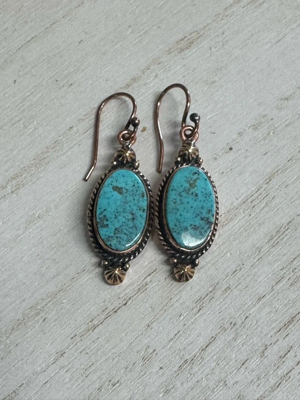 Arizona Turquoise Copper Dangle Earrings - Turquoise - Picture 5 of 5
